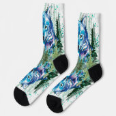 Wolf Soks | Kleurrijke Waterverf Wolf Soks Sokken (Links)