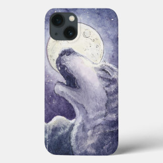 "Wolf Song" Originele aquarel kunstcase. iPhone 13 Hoesje
