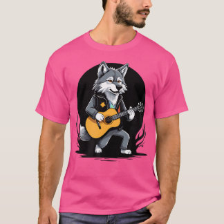 Wolf speelt akoestische gitaar Wolf gitarist T-shirt