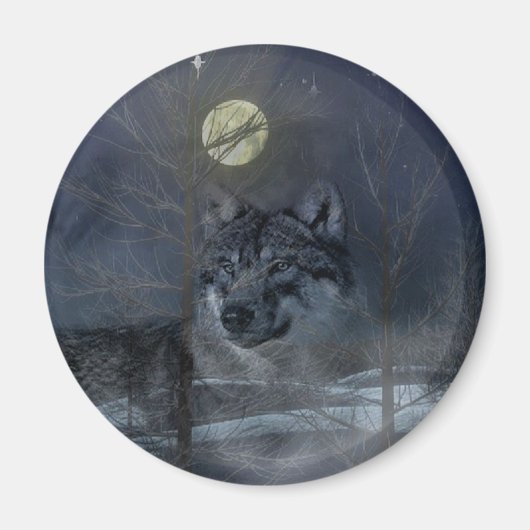 Wolf Spirit Moon Night Magneet (Voorkant)