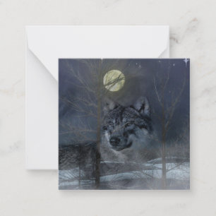 Wolf Spirit Moon Night Notitiekaartje