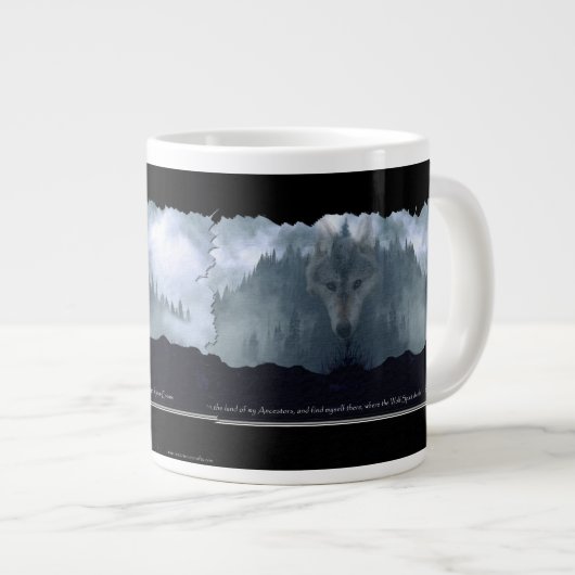 Wolf Spirit & Mountain Jumbo Soupe & Café Mug (Devant droit)