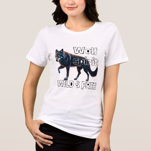Wolf Spirit: Wild en vrij Tri-Blend Shirt (Voorkant)