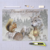 Wolf Squirrel Winter Snow Forest Moon Landscape Tissuepapier (Craft)