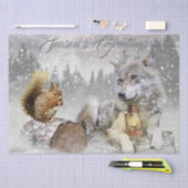 Wolf Squirrel Winter Snow Forest Moon Landscape Tissuepapier (Craft)