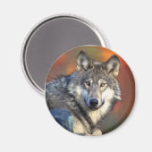 Wolf Staring Magnet Magneet (Voorkant / Achterkant)