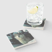 Wolf Stenen Onderzetter (Zijkant)