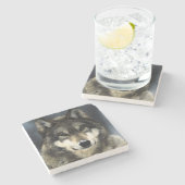 Wolf Stenen Onderzetter (Zijkant)