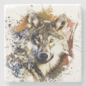 Wolf stenen onderzetter (Voorkant)