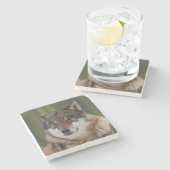 Wolf Stenen Onderzetter (Zijkant)