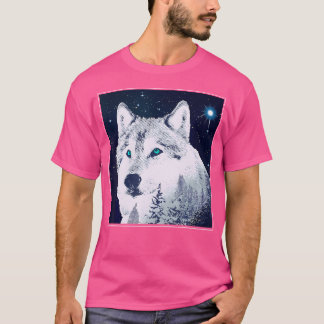 Wolf Sterrenhemel Sterren Ogen Natuur Poolster Nat T-shirt