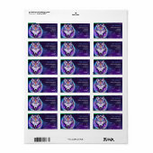 Wolf sunburst neon-stijl etiket (Full Sheet)