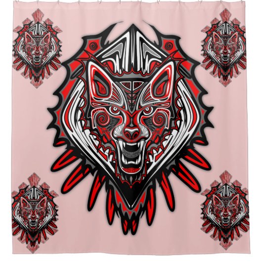 Wolf Tattoo Style Haida Art Douche rideau (Devant)