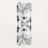 Wolf | Tekening van zwarte en witte wolf | Siberia Yogamat (Voorkant)