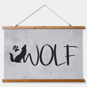 Wolf Text Graphic Art Animal Natuur Hangend Wandkleed