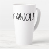 Wolf Text Graphic Logo Latte Mok (Rechterhoek)