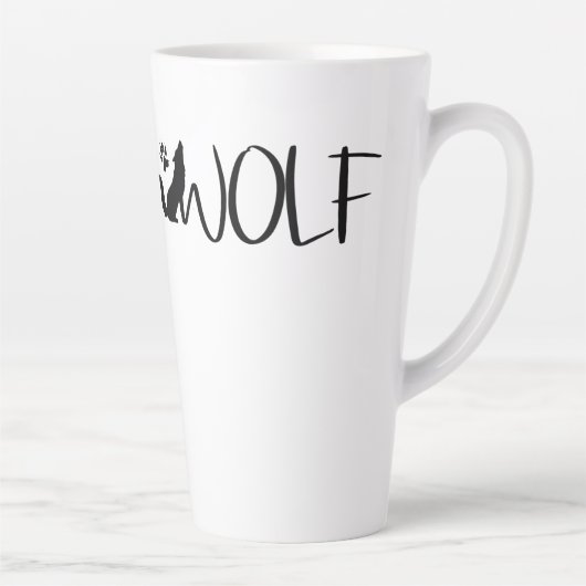 Wolf Text Graphic Logo Latte Mok (Rechts)