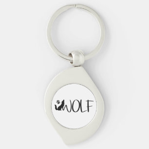 Wolf Text Graphic Logo Sleutelhanger