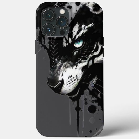 Wolf-themed phone case A fierce black and white de (Achterkant)