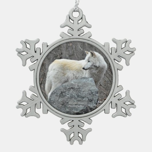 Wolf Tin Sneeuwvlok Ornament (Voorkant)