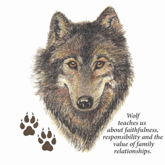 Wolf Totem, Dierengids Inspirerend Symbool Sticker (Voorkant)