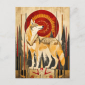 Wolf Totem – Guardian in Deco Style Briefkaart (Voorkant)