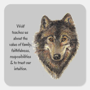 Wolf totem Inspirerend Spirit Animal  Vierkante Sticker