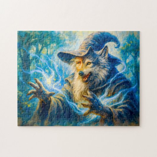 Wolf-transforming mage in fantasy oil style legpuzzel (Horizontaal)