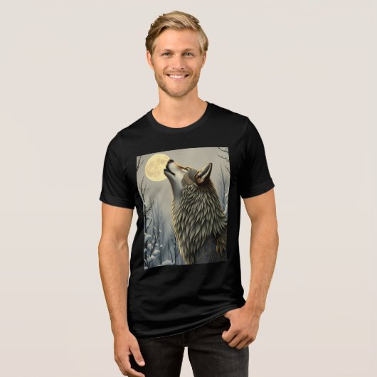 wolf  Tri-Blend shirt (Voorkant volledig)
