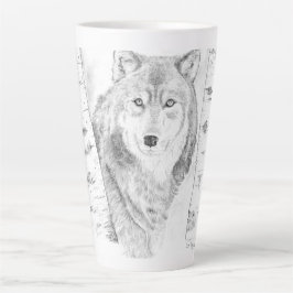 Wolf tussen berkenbomen Latte Mok