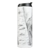 Wolf tussen berkenbomen op thermale fles (Gedraaid links)