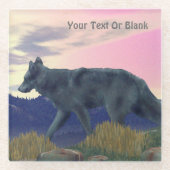 Wolf uit het hoge land glazen onderzetter (Voorkant)