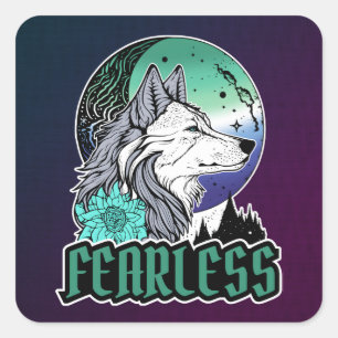 Wolf Under The Moon in Gay vlag kleuren Vierkante Sticker