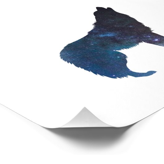 Wolf universum silhouette - Kies achtergrondkleur Foto Afdruk (Hoek)