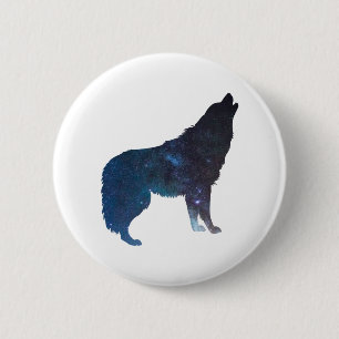 Wolf universum silhouette - Kies achtergrondkleur Ronde Button 5,7 Cm