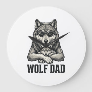 Wolf Vader Vintage Gravure Vector T-Shirt Ontwerp_ Grote Klok