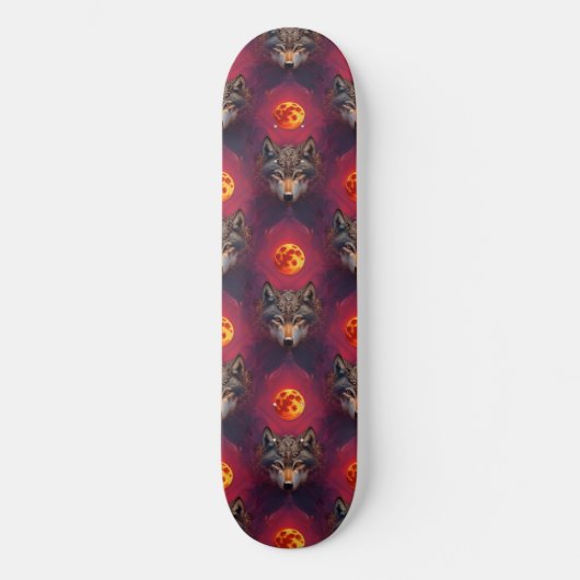 Wolf van de Blood Moon AI Fantasy Pop Art Skateboard (Voorkant)