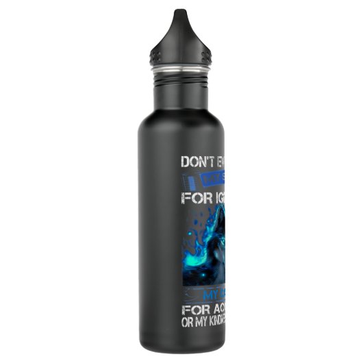 Wolf vergist me ooit mijn stilte om mijn onbegrip waterfles (Links)