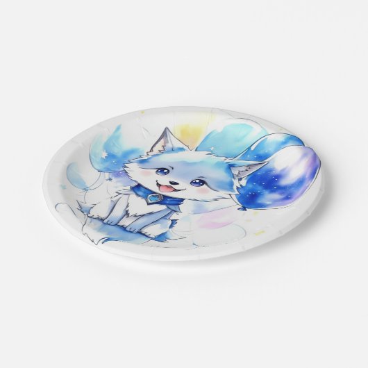 Wolf Verjaardag Papieren Bordje (Gekanteld)