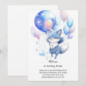 Wolf verjaardagsuitnodiging kaart (Voorkant / Achterkant)