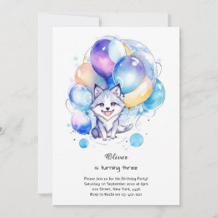 Wolf verjaardagsuitnodiging kaart