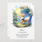 Wolf verjaardagsuitnodiging kaart (Voorkant / Achterkant)