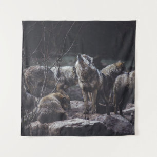 WOLF VERPAKKING OP ROCK FORMATIE WANDKLEED