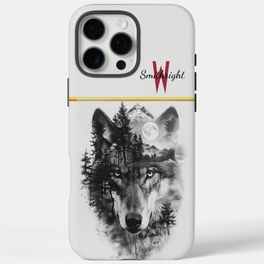Wolf versmelt met maanverlichte bosscène Case-Mate iPhone case (Achterkant)
