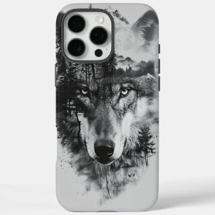 Wolf versmelt met maanverlichte bosscène iPhone 16 pro max hoesje