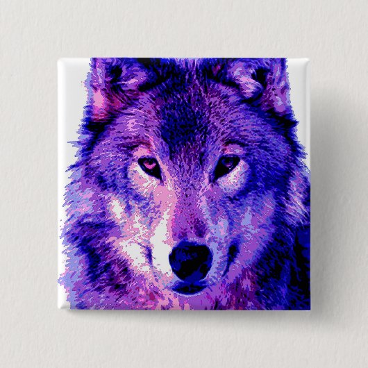 Wolf Vierkante Button 5,1 Cm (Voorkant)