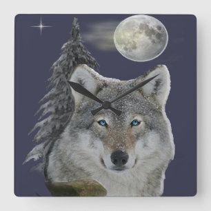 wolf vierkante klok