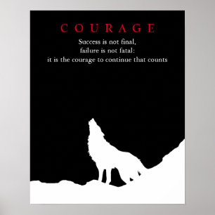 Wolf Vollemaansnacht Motiverend Mut Poster
