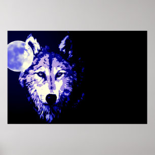 Wolf Volmaan Blauwe Zwarte Poster