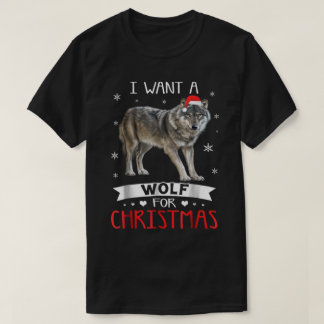 Wolf voor Kerstmis Cute Vakantieontwerp T-shirt